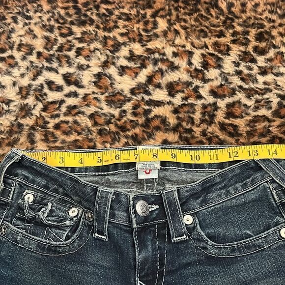 Y2K True Religion Becky Blue Factory Distressed Denim Flare Jeans Festival - Picture 5 of 11